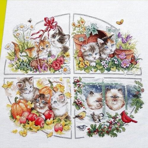 New Stich Cross Stitch Kits Craft Packages Cotton Seasons Painting Counted Needlework Embroidery Cross-Stitching