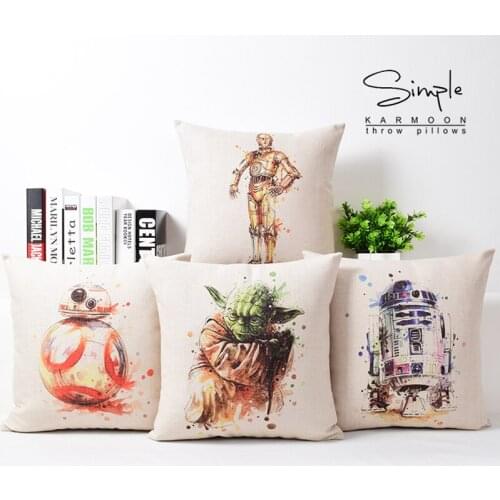 Nordic Modern Home Decorative Thick Linen Cushion cover Cartoon anime Pattern 6713 Pillow Case Sofa Chair Waist Pillow cover