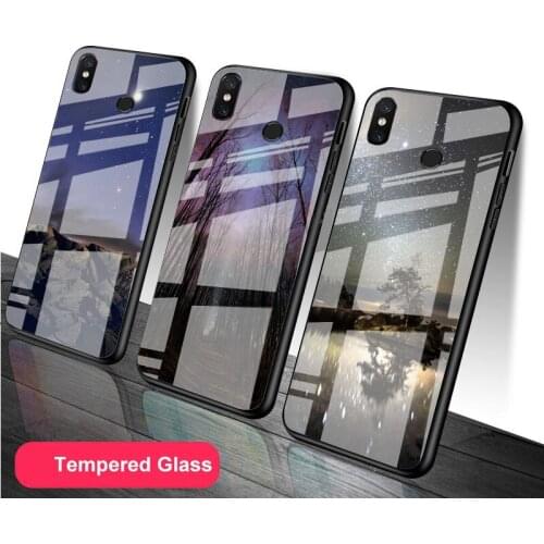 Night Star Nebula Forest Tempered Glass Phone Case For Redmi Note 5 6 7 8 9 Pro Note8T Note9S Redmi8 9 Cover Shell