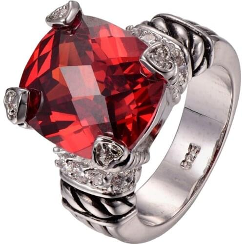 Huge Garnet 925 sterling silver Fashion Design Ring Size 6 7 8 9 10 F1294
