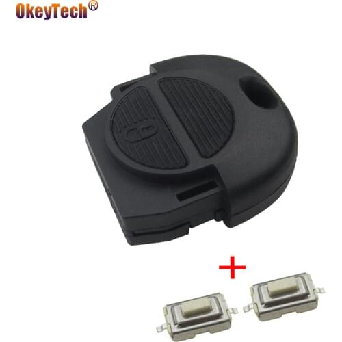 OkeyTech 10pcs 2 Button Remote Fob Key Shell for Nissan Micra Almera Primera X-Trail with Micro Switches Car Key Cover Fast Ship