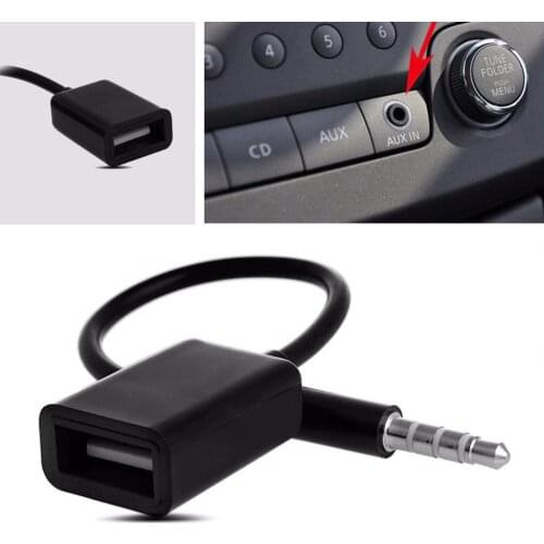 OOTDTY 3.5mm Male AUX Audio Plug Jack To USB 2.0 Female Converter Cable Cord For Car MP3
