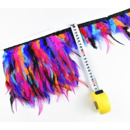 Wholesale 10-15CM Chicken Cock Feathers Trims Fringe multicolour Pheasant Feather For Crafts Ribbon Clothing Wedding Decoration