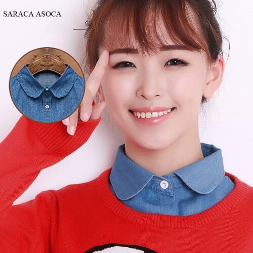 Wholesale Fashion All-Match Denim Women Detachable Collars Jean Fake Collar B111