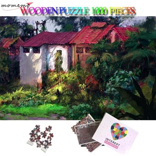 MOMEMO Beautiful House 1000 Pieces Adult Puzzle Wooden Puzzle Painting Puzzle 1000 Piece Adults Teens 2D Jigsaw Puzzles 50*75cm