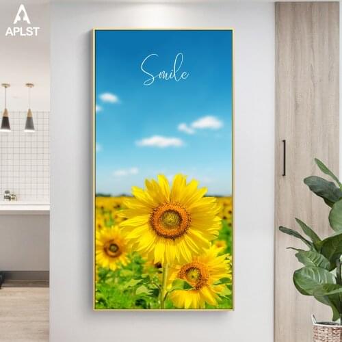 Sky Landscape Sunflower Wall Art Posters & Prints Flower Clouds Plant Painting Home Decorative Pictures for Living Room Bedroom