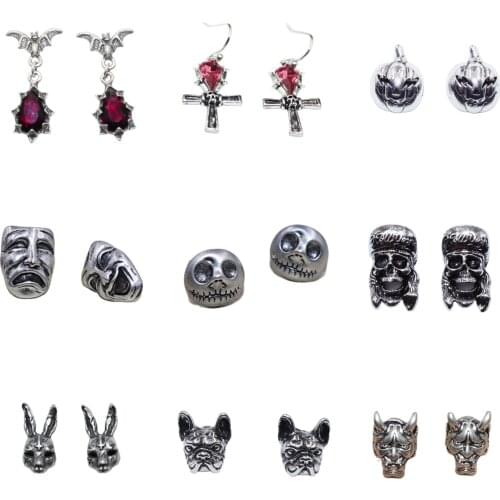 Fashion Personality Dark Night Bat Zircon Earrings Men and Women Punk Rock Hip Hop Jewelry