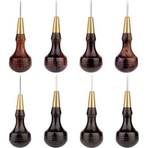 LMDZ Wooden Handle Awl DIY Leather Punch Tool Diamond Shape Stitching Awl Leather Craft Sewing Awl Handmade Sewing Tools