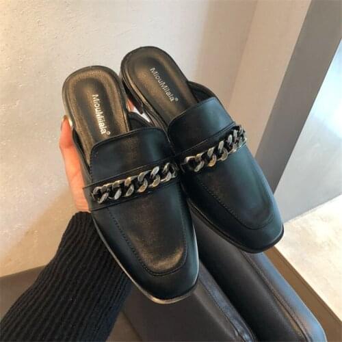 Spring Luxury Women Slides Fashion Lazy Half Pack Slippers Outdoor All-Match Muller Shoes Ladies Casual Vogue Toe Flat Sandals