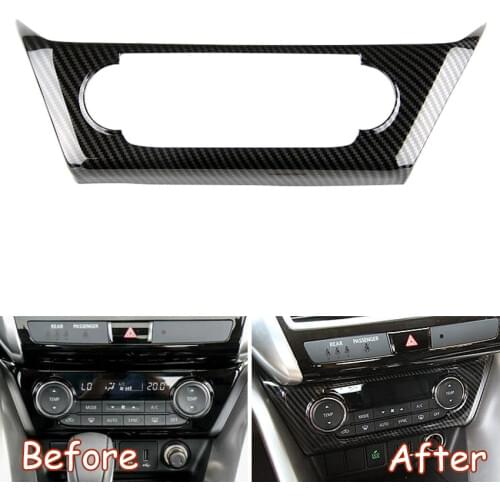 Carbon Fiber Style Car Air Condition Adjust Knob Frame Decoration Car Styling Sticker For Mitsubishi Eclipse Cross 2017-18