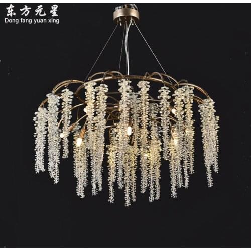Led Crystal Chandelier Light Modern Lamp Copper Branches Living Room Dining Room Lamp Luxury Lluster Interior Decration