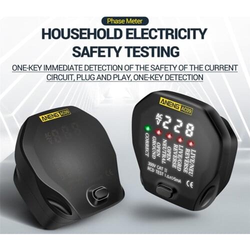 AC09 Digital Socket Outlet Tester Voltage Test Socket Detector Electric Circuit Breaker Finder Ground Line Phase Check