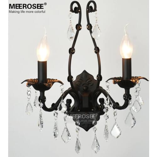 Vintage Wall Lamp Black Crystal Classical Wall Sconces Light Fixture Bedroom Restaurant Decor Light Black Crystal Wall Light