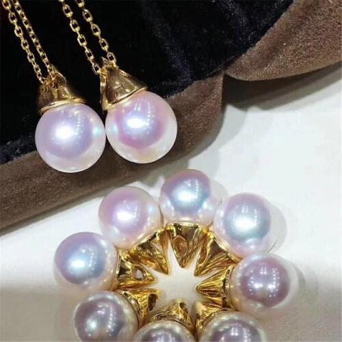 DIY pearl accessories 925 silver Blank pearl Sets of Chain Setting Base empty pendant chain with