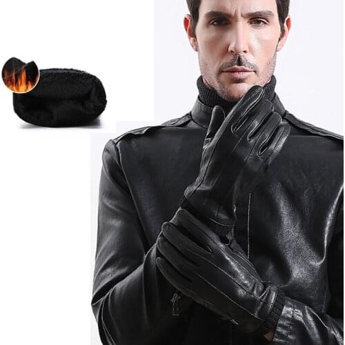 Winter Leather Cycling Gloves Mtb Men Women Warm Waterprof Bicycle Gloves Washable Bike Gloves Full Finger Glove For Driving Car