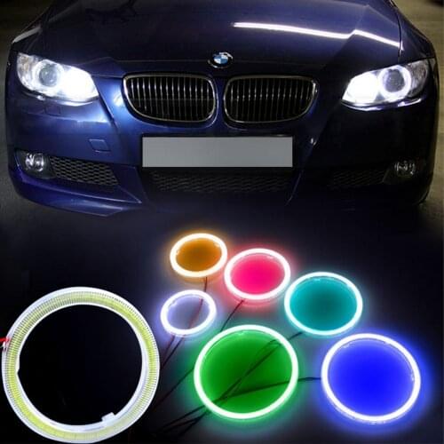 1Pair (2Pcs) White 60mm 70mm 80mm 90mm 100mm 110mm 120mm COB LED Angel Eyes With SHELL Halo Ring Bulb Fog light Lamps For Car