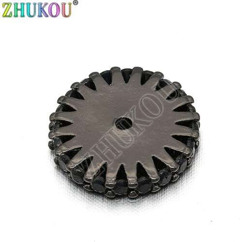 11mm Brass Cubic Zirconia Spacer Stopper Beads for DIY Jewelry Findings Accessories, Model: VZ153