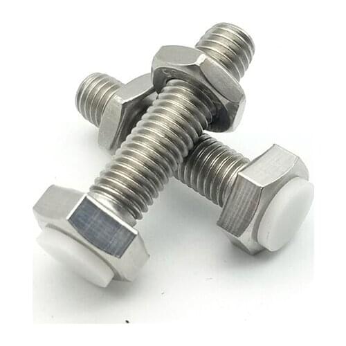 2pcs M4 stainless steel hexagon polyacetal stop screw outer hex glue head anti-collision block buffer bolt 15mm-70mm long