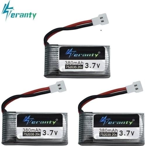 3.7V 380mAh 752035 Lipo Battery Spare Replacement For Hubsan X4 H107 H107L H107D JD385 JD388 for RC Aircraft Multi-Rotors 3pcs