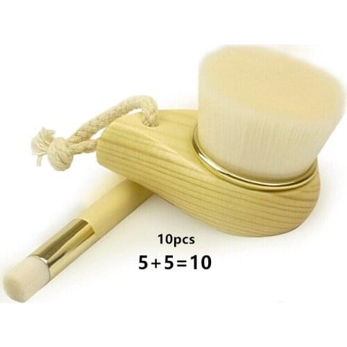 5pcs+5pcs New Soft Mild Fiber Exfoliating Facial Brush Nose Brush Facial Face Deep Cleansing Clean Wash Pore Care Brush Head
