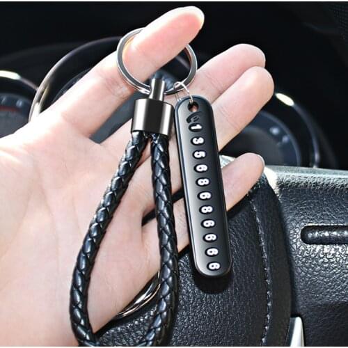 Anti-lost Car Keychain Phone Number Card Keyring Leather Bradied Rope for Mercedes-Benz Series-A B C E S G M ML GLK CL CLK CLS G