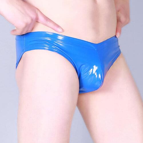 Plus Size PVC Shiny Low-Rise G-string Panties Micro Thong T-Back Erotic Lingerie Smooth Thongs Stage Wear Unisex Gay Wear F21