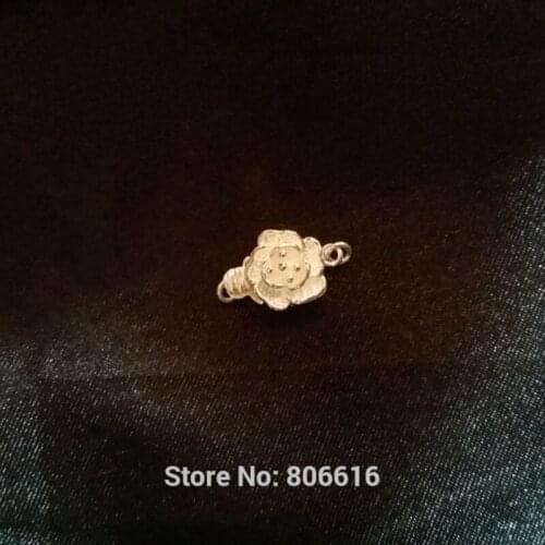 " Fake One Penalty Ten " 9*14MM 3Pcs Flower (Mark 925) 925 Sterling Silver Jewelry Necklace Clasps & Hooks Jewelry Findings