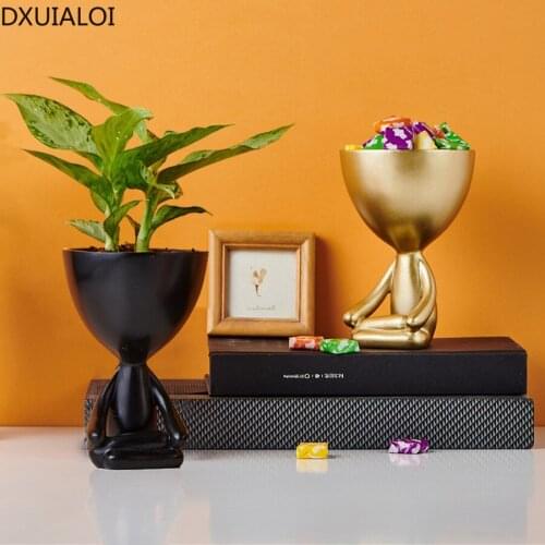 DXUIALOI Creative Cute Character Sculpture Villain Storage Decoration Resin Crafts Succulent Flower Pot Home Decoration