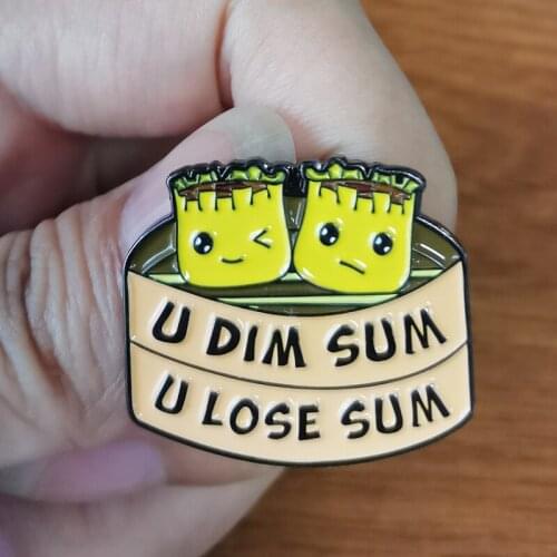 Chinese Style Dim Sum Dessert Brooch Pins Enamel Metal Badges Lapel Pin Brooches Jackets Fashion Jewelry Accessories