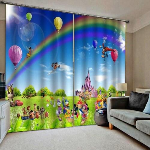 Cartoon curtains rainbow curtain kids curtain 3D Curtain Luxury Blackout Window Curtain Living Room Decoration curtains