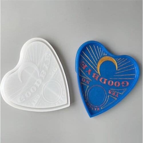 Aouke Love Modeling Coaster Drop Mold Epoxy Resin Mirror DIY Blue Moon Love Coaster Tray Storage Box Modeling Silicone Mold