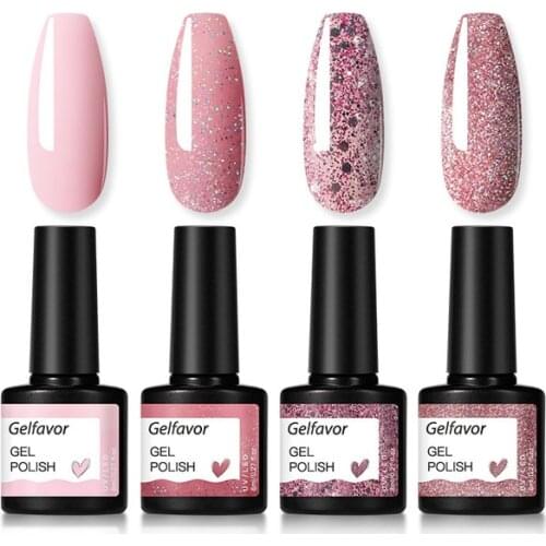 Gelfavor Gel Nail Polish Set Semipermanent Nail Polish UV Varnish Kit 2/4/6/8PCS Base Top Coat Manicure Gel Polish Set Gel Kits