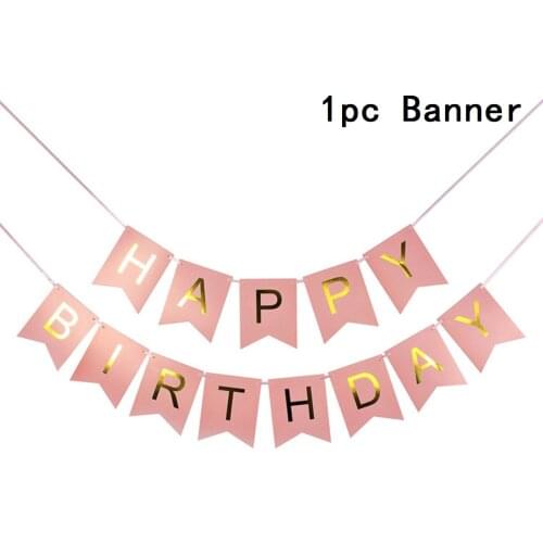 Roes Glod Happy Birthday Banner Girls Favor Garland 18th 20th 30th 40th Birthday Party Banner Birthday Theme Supplies