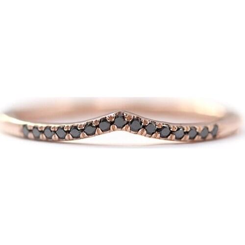 Exquisite Rose Gold Row Diamond Ring Luxury Black Engagement Ladies Personality Simple Jewelry Factory Wholesale