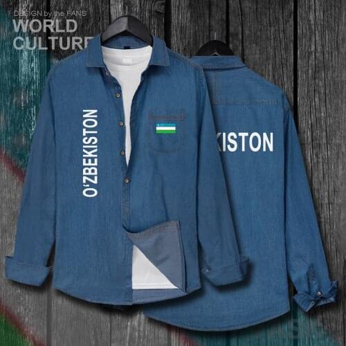 Uzbekistan Uzbekistani UZB O'zbekiston Uzbekistan Uzbekistani Men Autumn Turn-down Collar Jean Shirt Long Sleeve Cowboy Coat new
