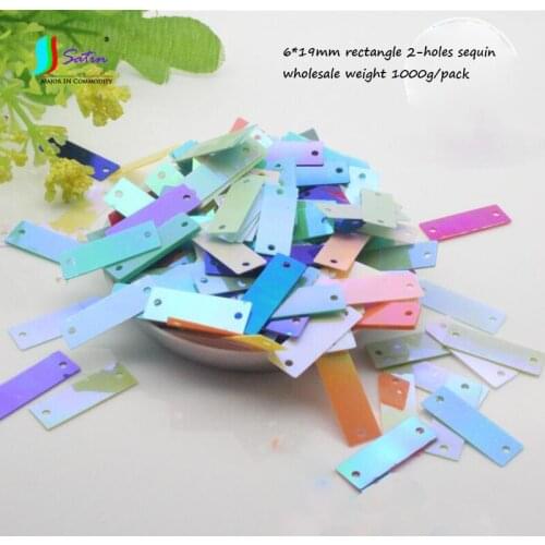 Cheap Wholesale Weight 1000g Wedding Dress Diy Dance Clothing Decoration Solid Milk Color 6*19mm 2-holes Rectangle Sequin A0483L