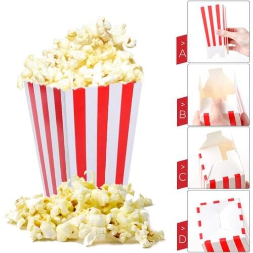 NUOLUX 24pcs Party Gift Packing Box Popcorn Boxes Holder Containers For Movie Theater Dessert Birthday Wedding Party Favors A35