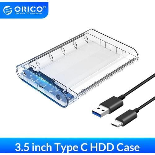 ORICO HDD Case USB3.1 External Hard Drive SATA to Type-C 3.5 inch SSD/HDD Enclosure Storage UASP 8TB With 12V Power Adapter