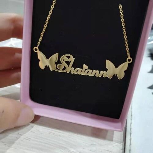 DOREMI Stainless Butterfly Chain Custom Name Necklace (Women). Colors: Gold, Silver, Rose Gold. Length: 40-45-50-55cm