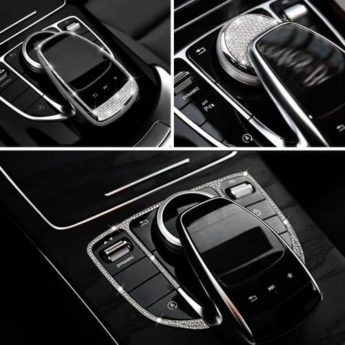 For Mercedes Benz E W213 E200 E220 E250 Central Console Mouse Adjust Button Switch Refit Artificial Crystal Diamond Decal Trim