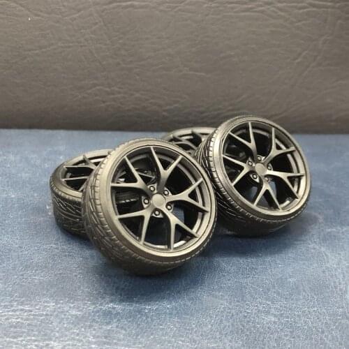 4 Pieces 1/18 Model Car BBS Tire + Wheels Modified Parts 19 Inch Dia. 35mm