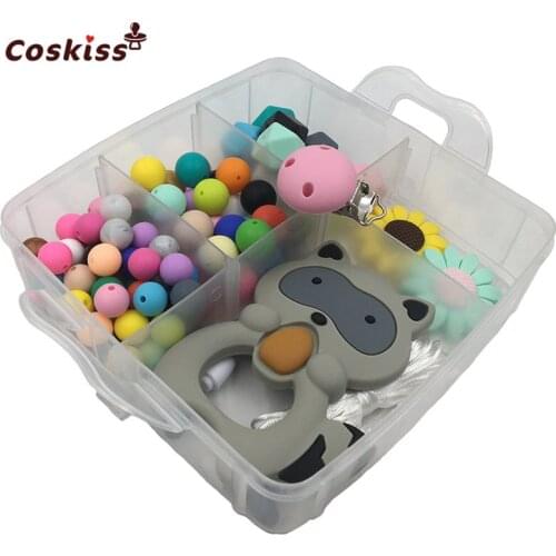 DIY Silicone Nursing Boxed Silicone Pacifier Clips sunflower Pendant Polygonal geometric Silicone bead For Baby Silicone teether