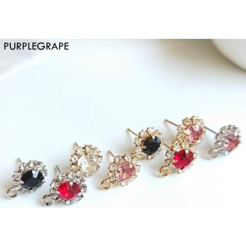 Alloy Zircon Color Ear Pin DIY Handmade Earrings Accessories Petal Shape Multicolor Hanging Retro Luxury 8pcs