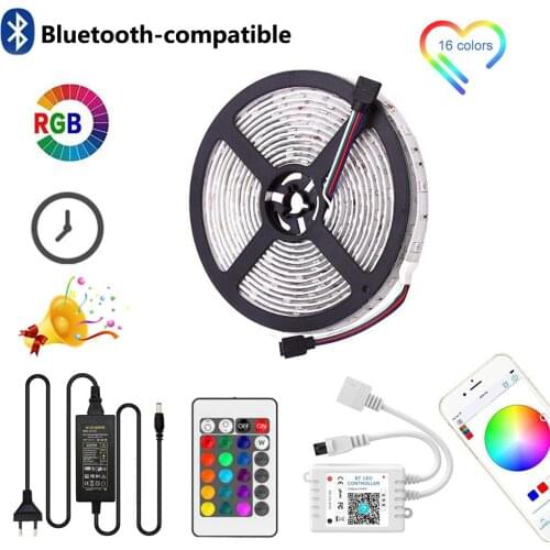 5M 10M LED Strip Light 12V 24V Flexible Lamp Timing Music Control Bluetooth Led Lighting 5050 RGB Tape Diode For TV BackLight