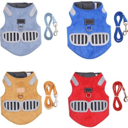 Dog Cat Harness and Leash Set Reflective Puppy Dog Harness Lead Cat Collar Clothes Vest for Small Cats Kitten Pet Supplies