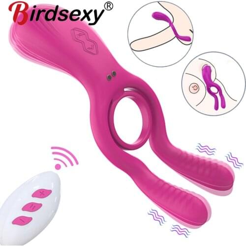 Vibrating Penis Massager Male Chastity Cock Ring Sex Toys for Men Wireless Remote Control Testicle Vibrator Mens Masturbator