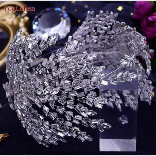 YouLaPan HP383 Trendy Wedding Headband Silver Rhinestone Bridal Headdress Hair Jewelry Wedding Hair Accessories for Women Tiaras