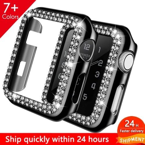 Bling Bling PC Screen Protector Case Cover for Apple Watch 6 SE 5 4 44mm 40mm Bumper Case for IWatch 6 5 42mm 38mm