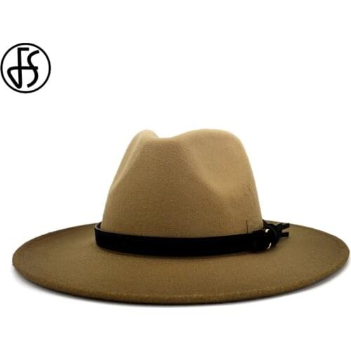 FS Gradient Wool Felt Fedora Hat Women Jazz Top Vintage Mens Hats Gentleman Wide Brim Panama Cap Ladies Elegant Wedding Church