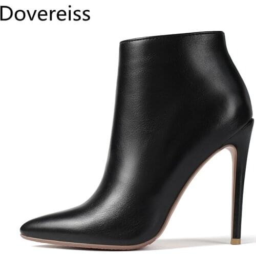 Winter For Woman New Fashion Sexy Pointed Toe Shoes Red Zipper Clear Heels Boots Stilettos Heels Ankle Boots 34-43